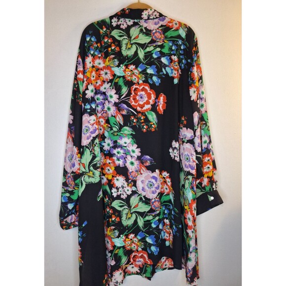 INVESTMENTS Black Floral Button Up Tunic Shirt Women's Plus Sz 2x Mautre - Picture 2 of 7